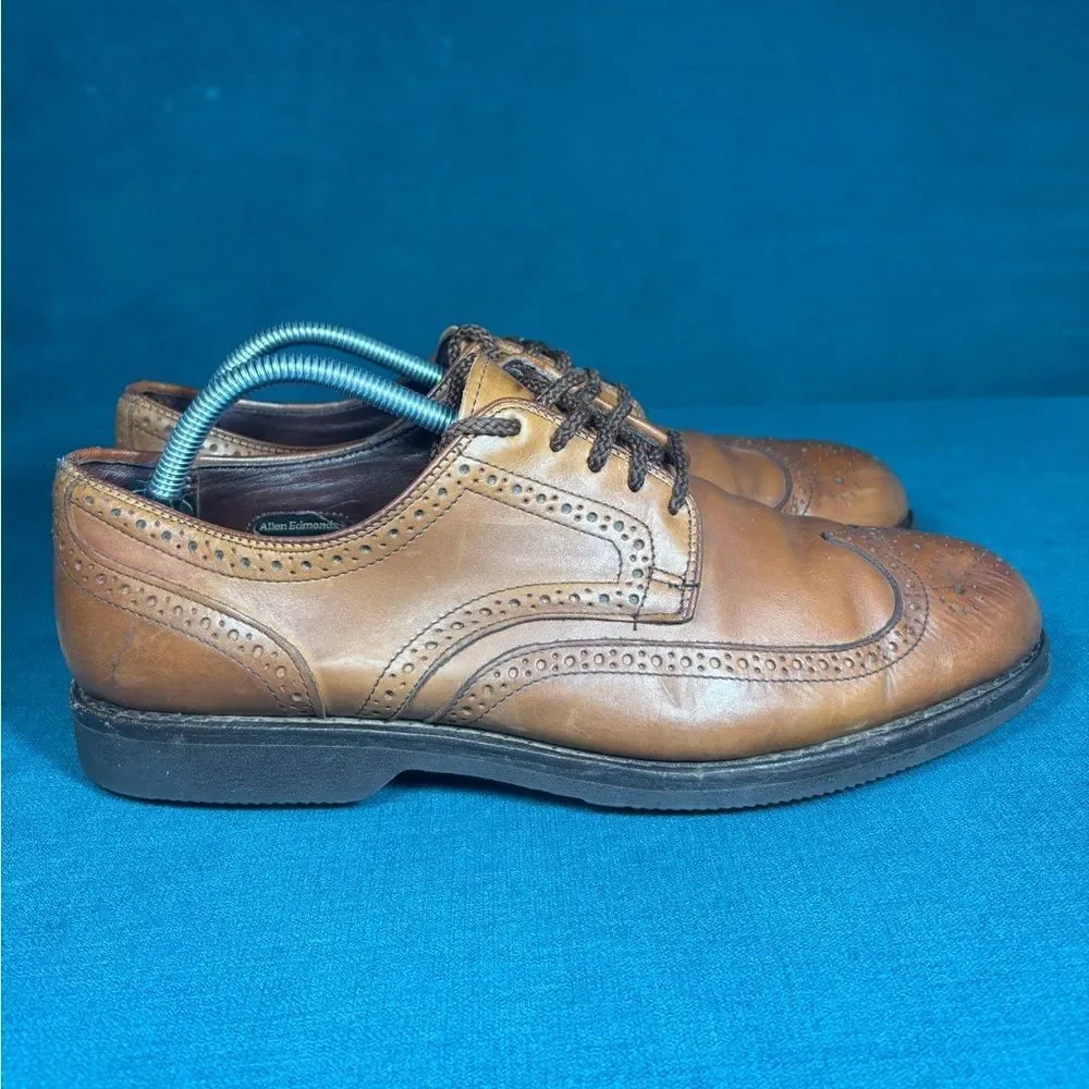 Allen Edmonds Strand Wingtip Oxford Brown Leather Dress Shoes Men’s 10.5 B USA